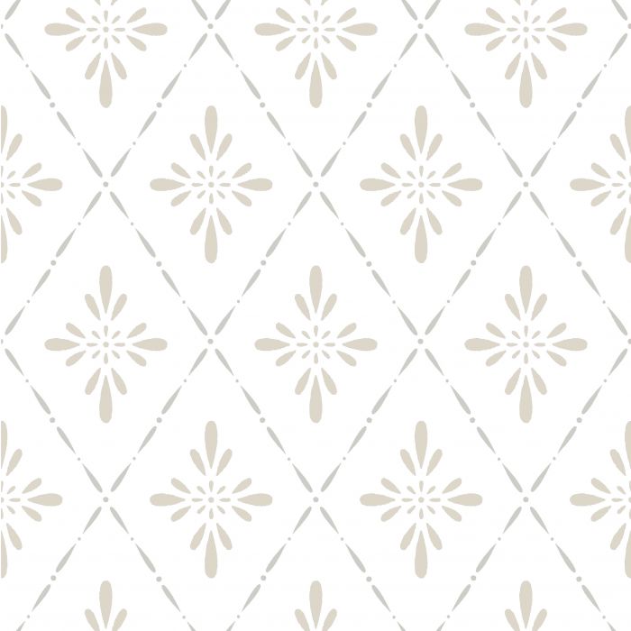 Geo Star Floral Wallpaper - Beige