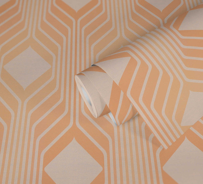 Deco Retro Wallpaper - Orange