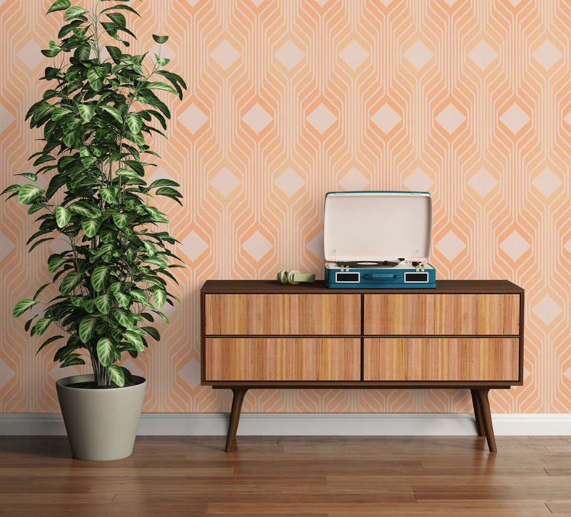 Deco Retro Wallpaper - Orange