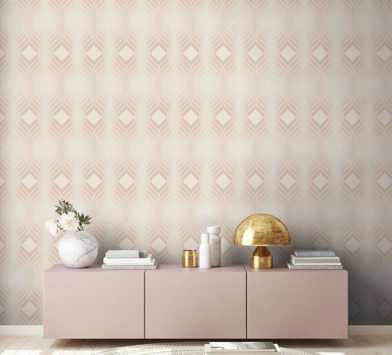 Deco Retro Wallpaper - Pearl White