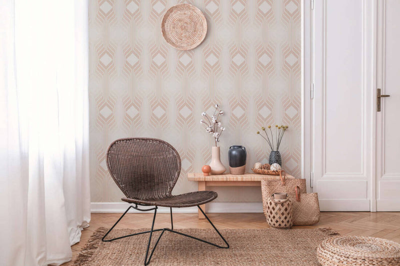 Deco Retro Wallpaper - Pearl White