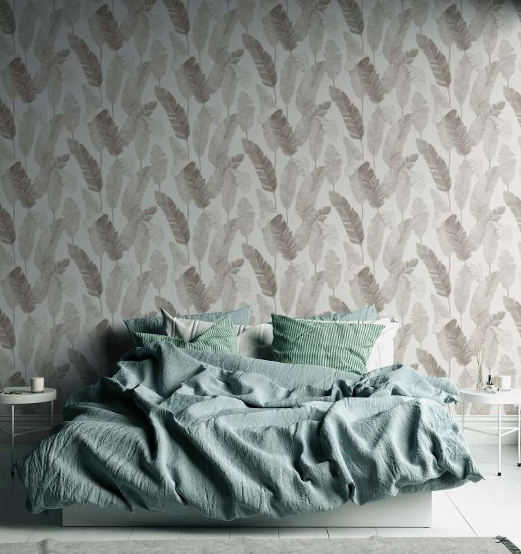 Bali Fronds Wallpaper - Grey