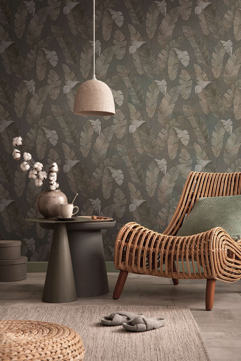 Bali Fronds Wallpaper - Charcoal