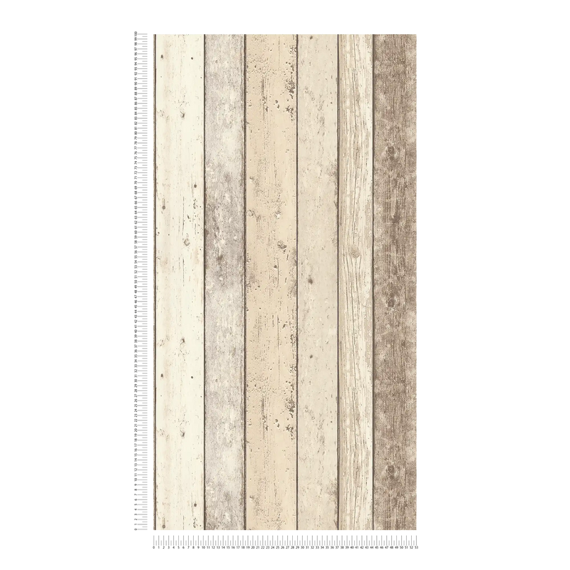 Distressed Wood Wallpaper - Cream