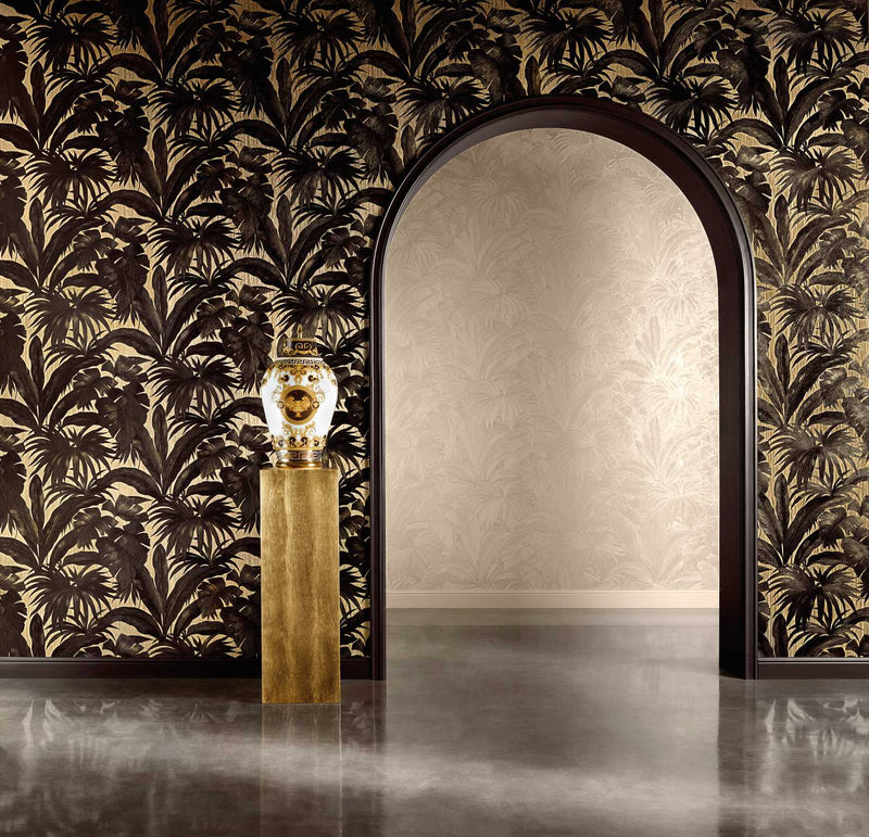 Versace Giungla Palm Leaves Wallpaper - Gold/Black