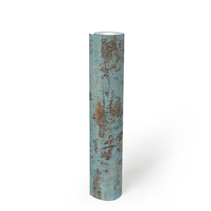 Tibo Grunge, rustic plaster look Wallpaper - Blue/brown