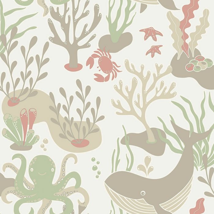 Havet - Whale Wallpaper - Green