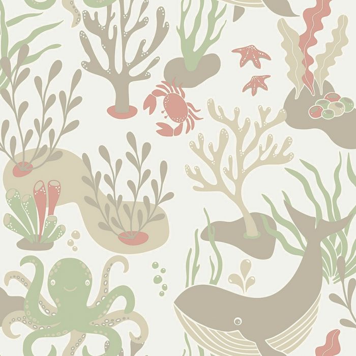 Sample - Havet - Whale Wallpaper - Green