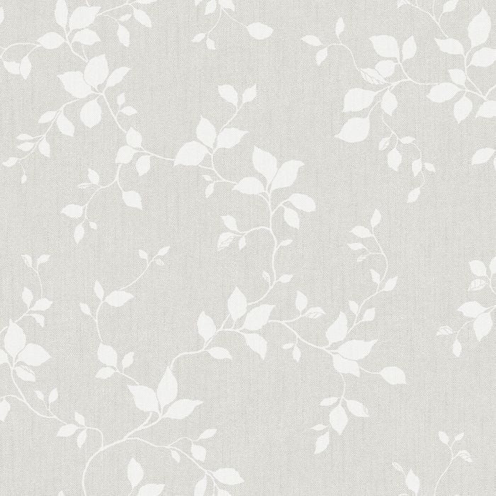 Sample - Siri - Floral, Linen-Look Wallpaper - Grey