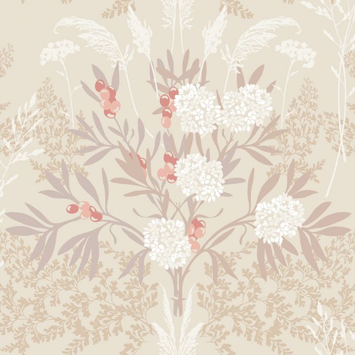 Sample - Strandäng -  Coastal Bouquet Wallpaper - Beige