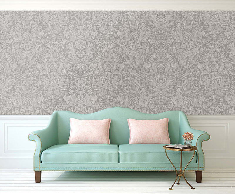 Loxley - Floral Tapestry Wallpaper - Grey