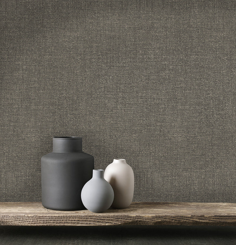 Lulea - Hessian Fabric Effect Wallpaper - Charcoal