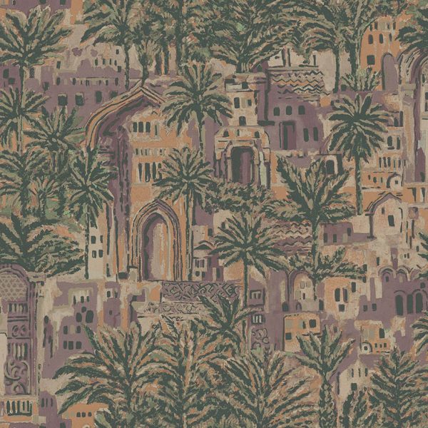 Tipaza - Metallic Palms Wallpaper - Plum