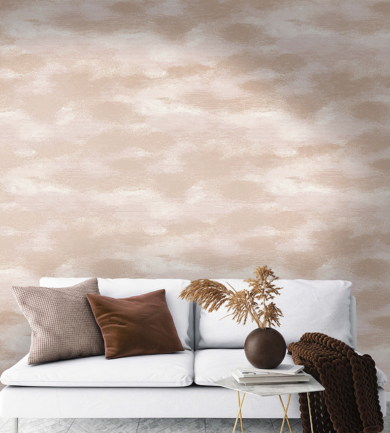 Stratus - Metallic Cloud Wallpaper - Pink- Discontinuing