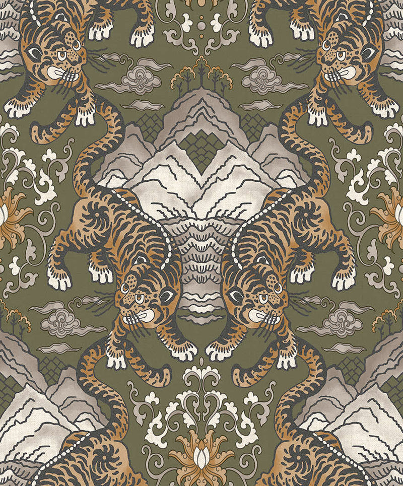 Tora - Chinese Tiger Wallpaper - Khaki