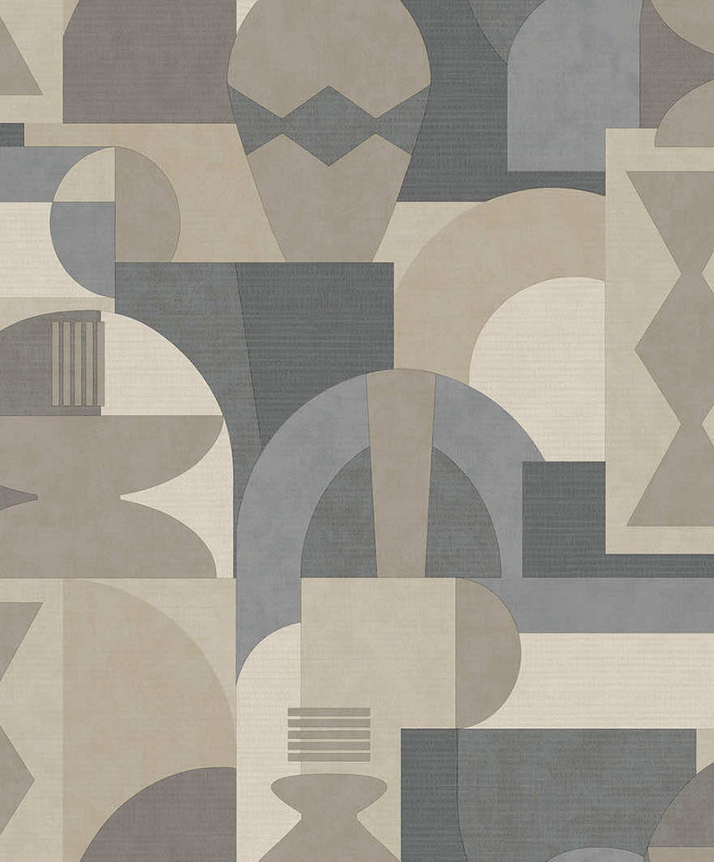 Sample - Khalili - Bazaar Geometric Wallpaper - Beige/Cream