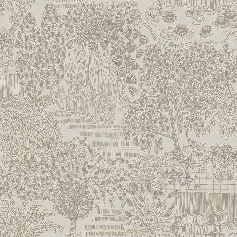 Mirissa - Faux Embroidered Garden Wallpaper - Dove