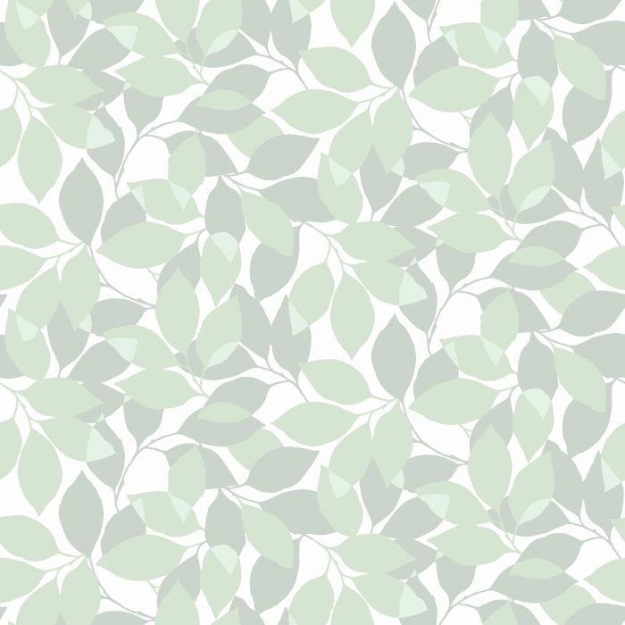 Sample - Augusti - Autumn Leaves Wallpaper - Green