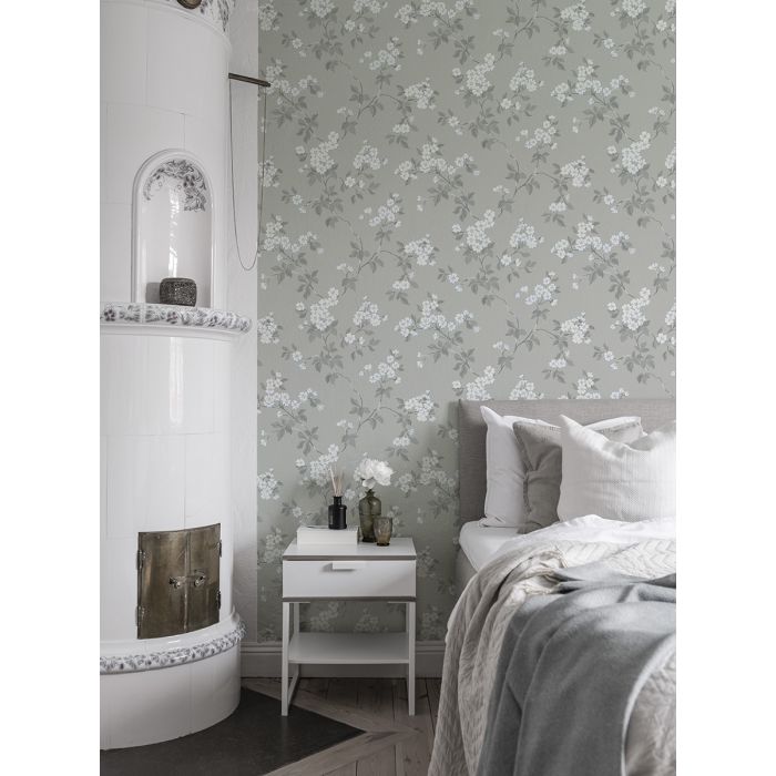 Karin - Apple Blossom Wallpaper - Grey/White