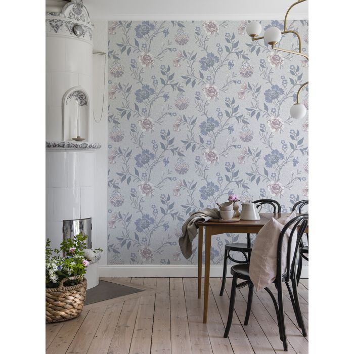 Vildros - Large Floral Wallpaper - Blue