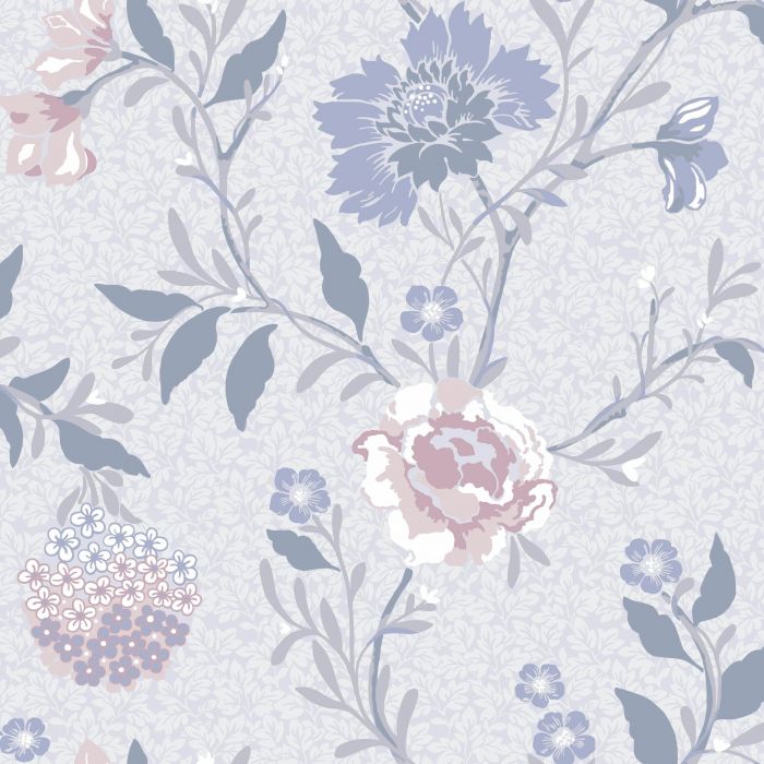 Vildros - Large Floral Wallpaper - Blue