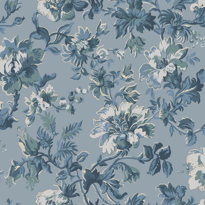 Brita Leaves Wallpaper - Blue