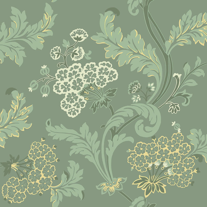 Sample - Lydias Gard Wallpaper - Gold/Green