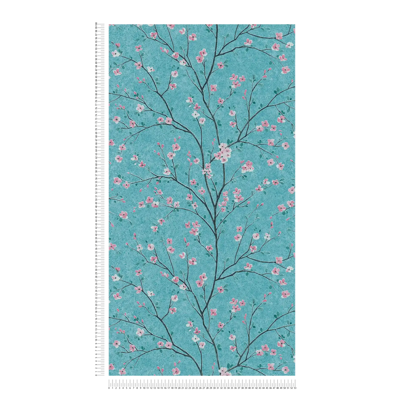 Tokyo Cherry Blossom Wallpaper - Green/Pink/Black