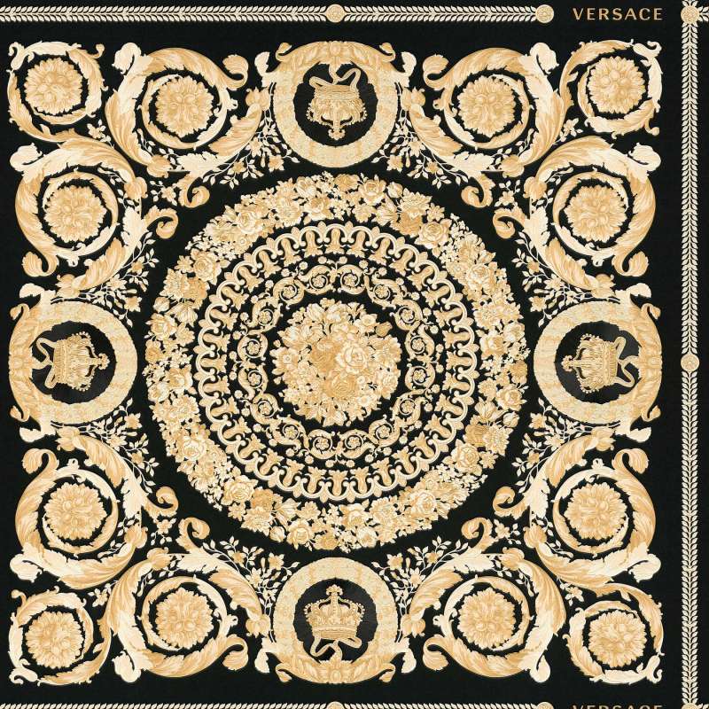 Versace Crown Moulding Wallpaper - Black/Gold/Creme