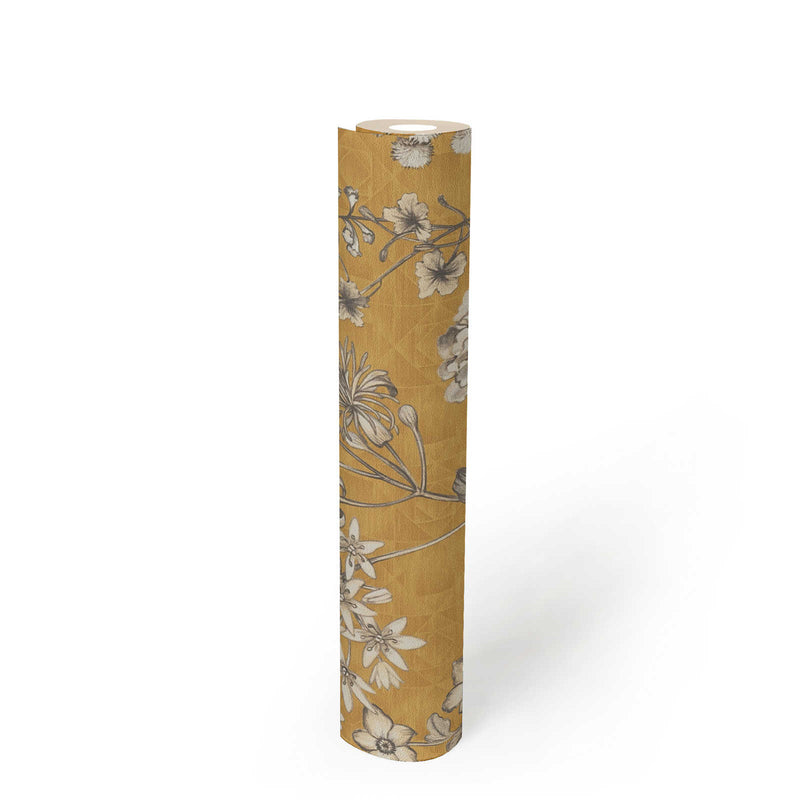 Stockholm Floral Wallpaper - Yellow Ochre