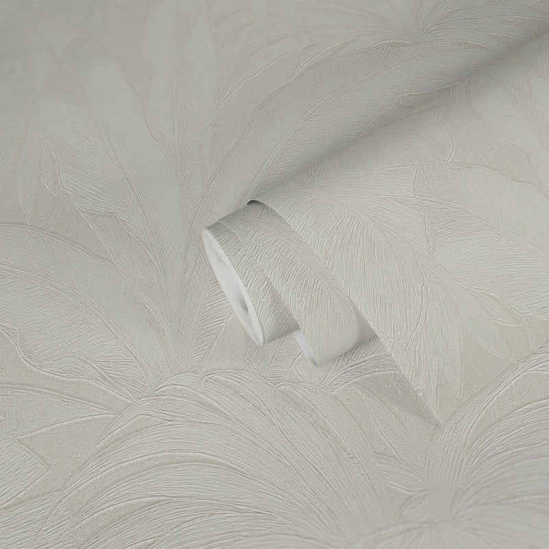 Versace Giungla Palm Leaves Wallpaper - Cream/Silver