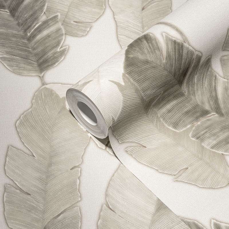 Bali Fronds Wallpaper - Grey