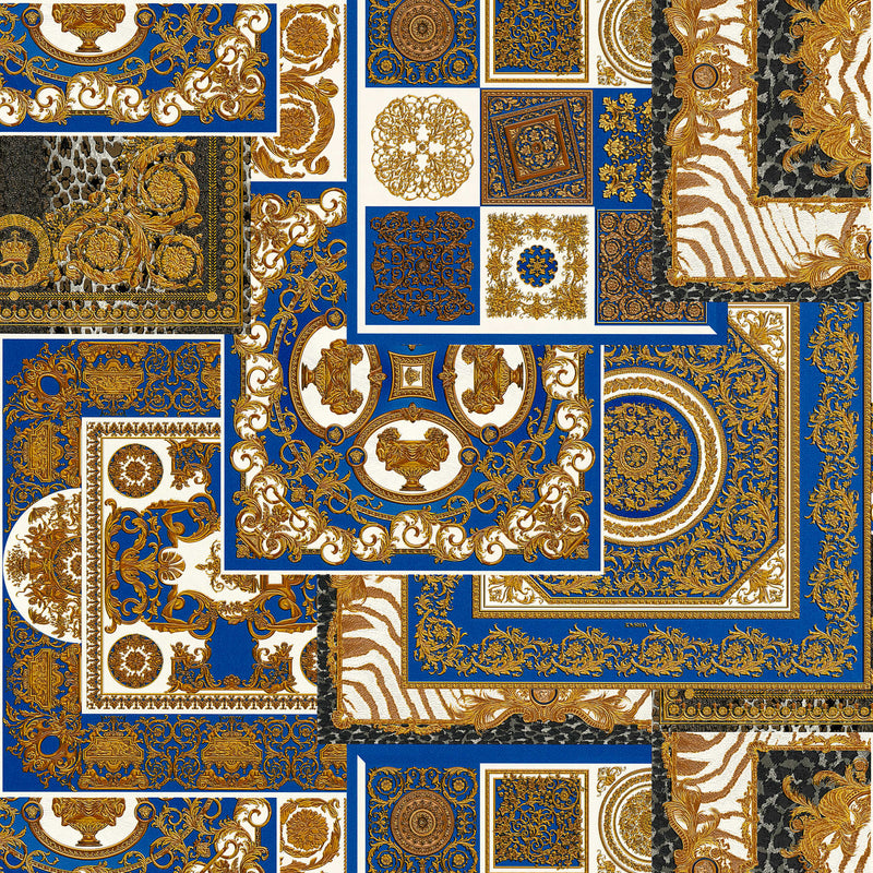 Versace Tapestry Wallpaper - Gold/Blue/White