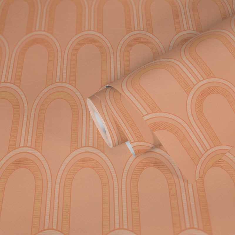 Metallic Arches Wallpaper - Orange