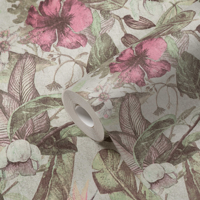 Graphic Floral Wallpaper - Pink