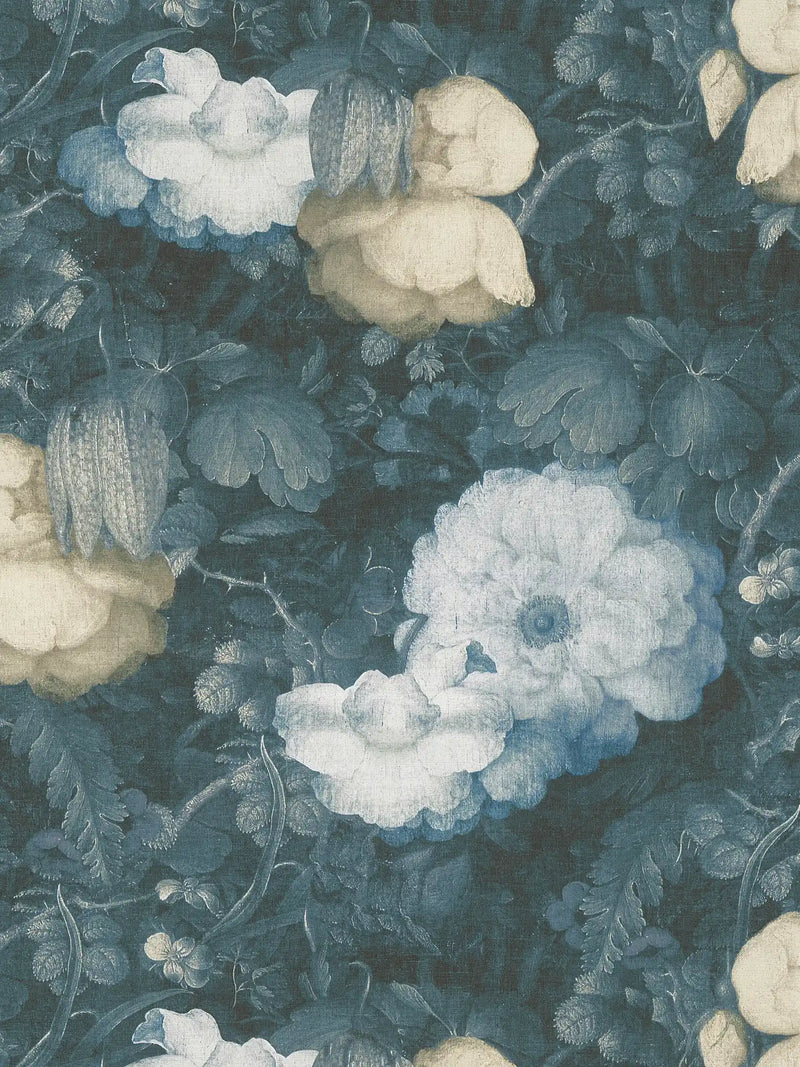 Dutch Floral Wallpaper - Blue