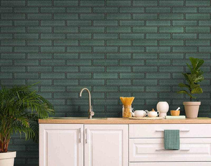 A4 Sample Celadon Gloss Tile Wallpaper - Green