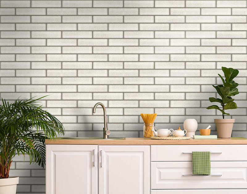 Celadon Gloss Tile Wallpaper - Dove