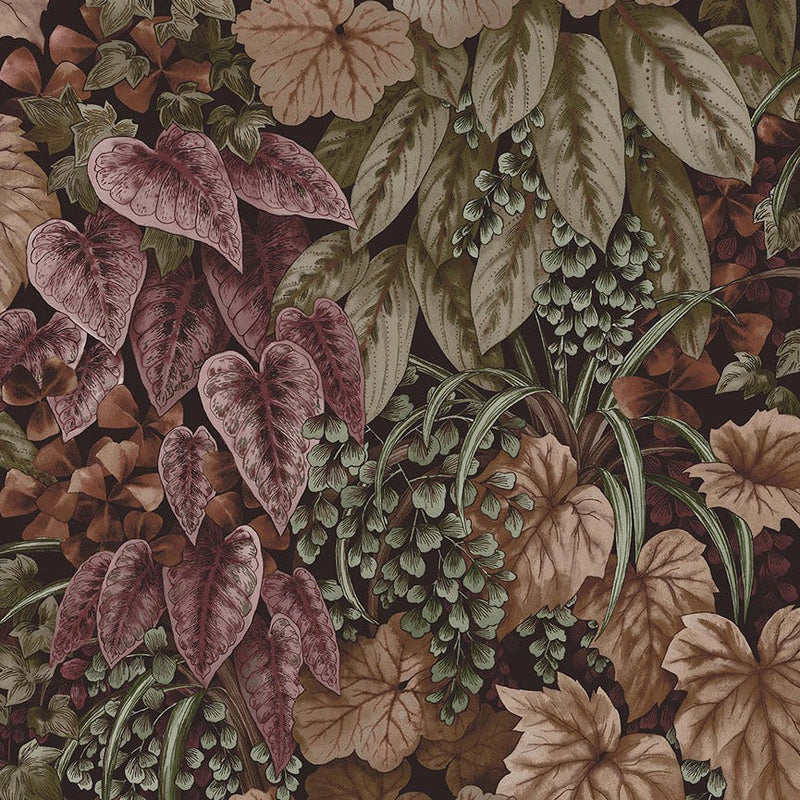 Cascading Garden - Lush Botanical Wallpaper - Crimson