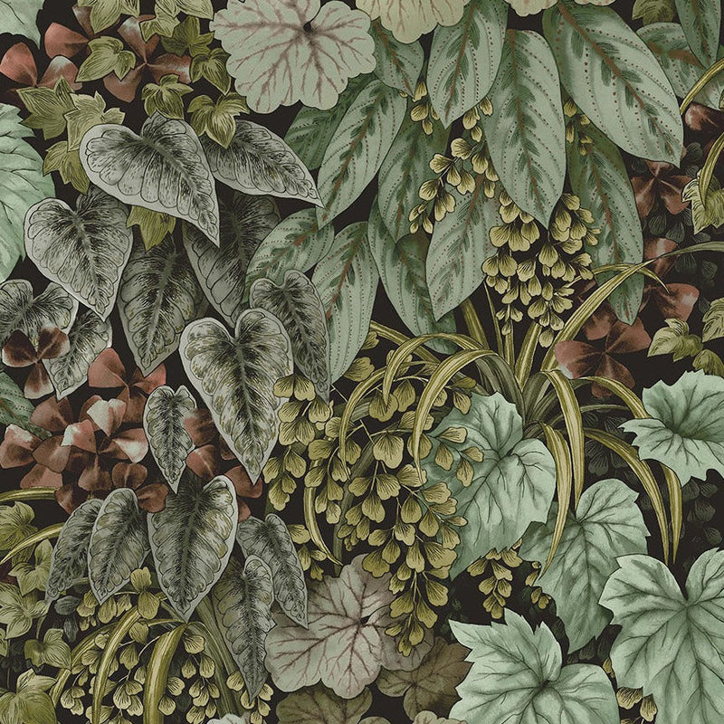 Sample - Cascading Garden - Lush Botanical Wallpaper - Green