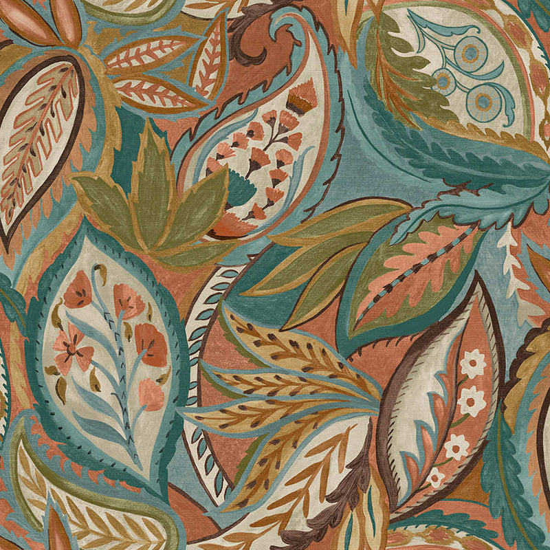 Amaira - Modern Paisley Wallpaper - Orange