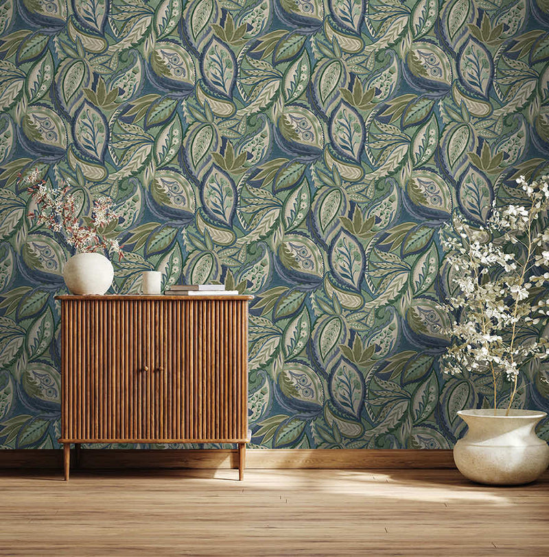 Amaira - Modern Paisley Wallpaper - Blue