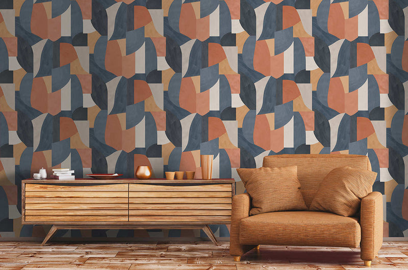 Ennedi - Geometric Curves Wallpaper - Navy - Discontinuing