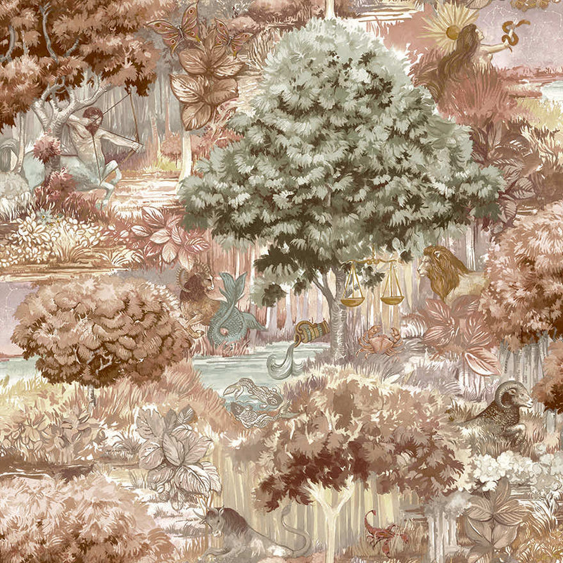 Sample - Zodiac - Astrology Forrest Landscape Wallpaper - Burnt Orange