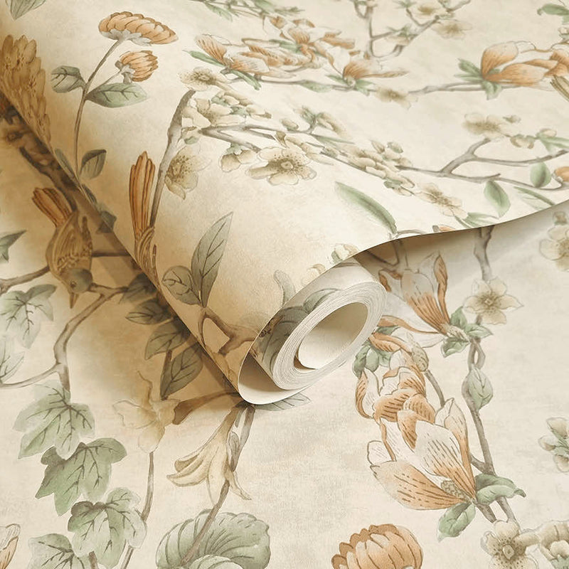 Nightingale - Floral Wallpaper - Cream