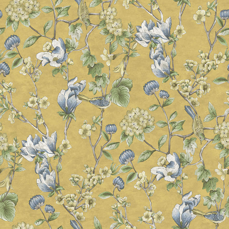 Sample - Nightingale - Floral Wallpaper - Ochre