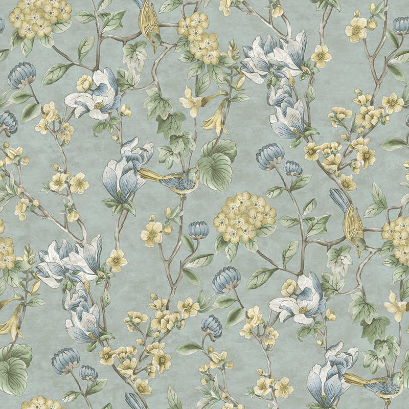 Sample - Nightingale - Floral Wallpaper - Blue