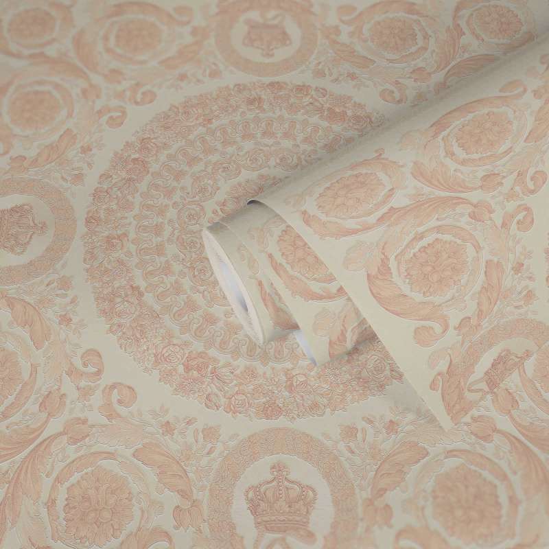Versace Crown Moulding Wallpaper - Pink/Silver