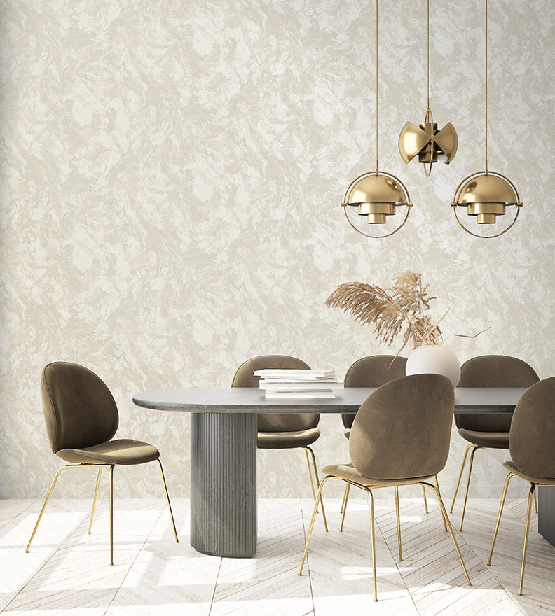 Calacatta Marble Bead Wallpaper - Champagne