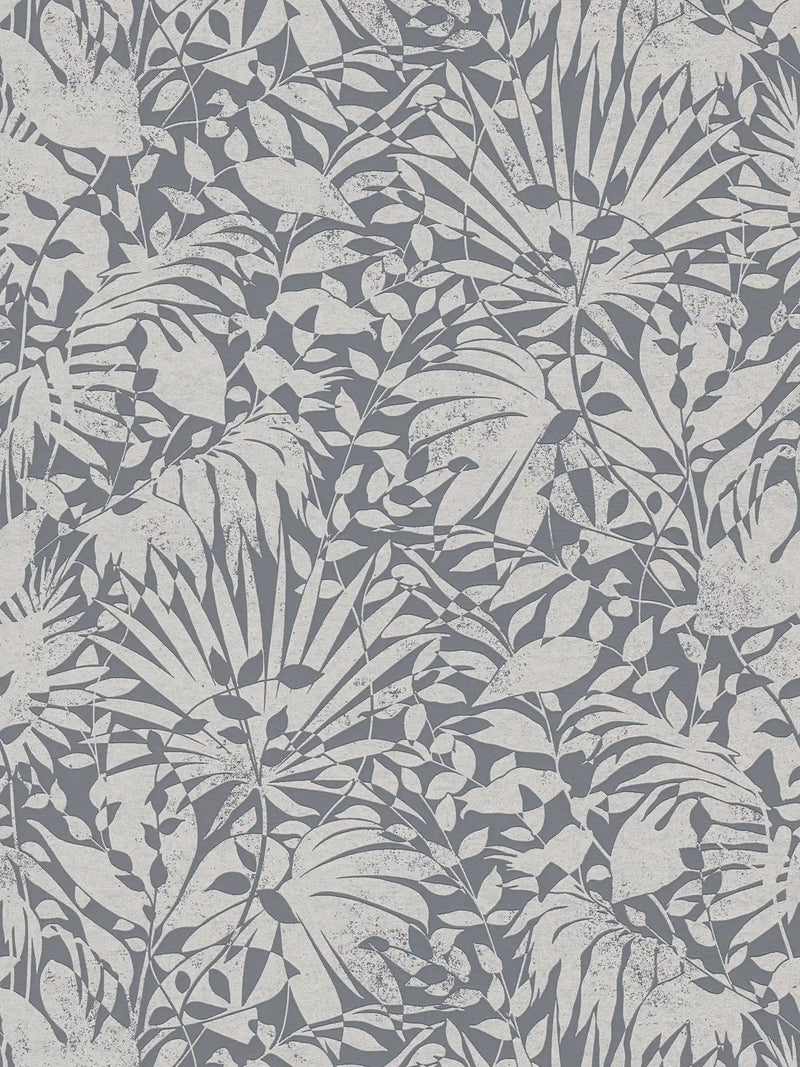 Subtle Leaf Wallpaper - Dark Grey/Silver